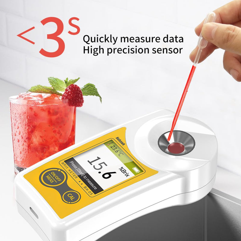 [Australia - AusPower] - Digital Brix Refractometer Flagfront brix Meter Refractometer USB C Charging Automatic Temperature Compensation Brix Refractometer Range 0-55%，±0.1% Precision(English Keyboard) 