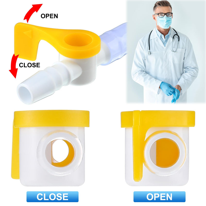 [Australia - AusPower] - 15 Pack Catheter Valve Individually Package Urine Drainage Catheter Bag Valves with Smooth Edges and Silicone Tubing Silicone Catheter Extension Tubing 