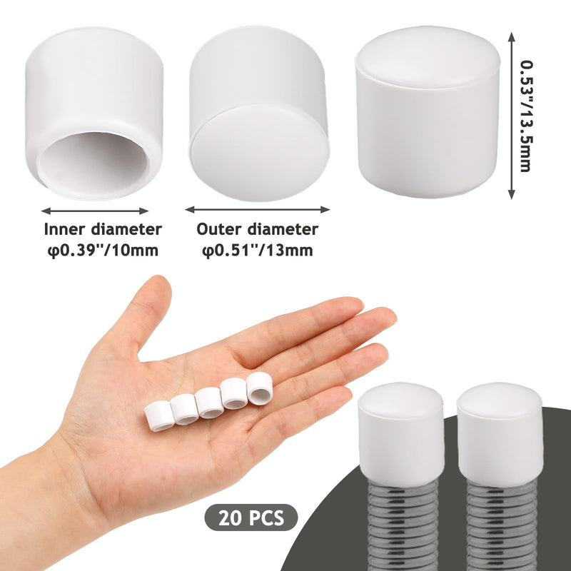 [Australia - AusPower] - 20PCS 0.39 Inch Door Stoppers Rubber Tip Replacement,Door Stop Bumper Tips, Door Stop Caps for Door Wall Protection ?White? White 