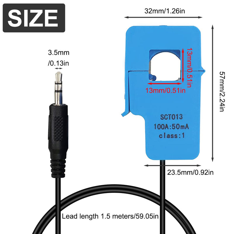 [Australia - AusPower] - 100A Non-invasive Sensor SCT-013-000 Split Core AC Current Transformer Two Output Formats Line Length 1.5m with Resistor, for Current Measurement 