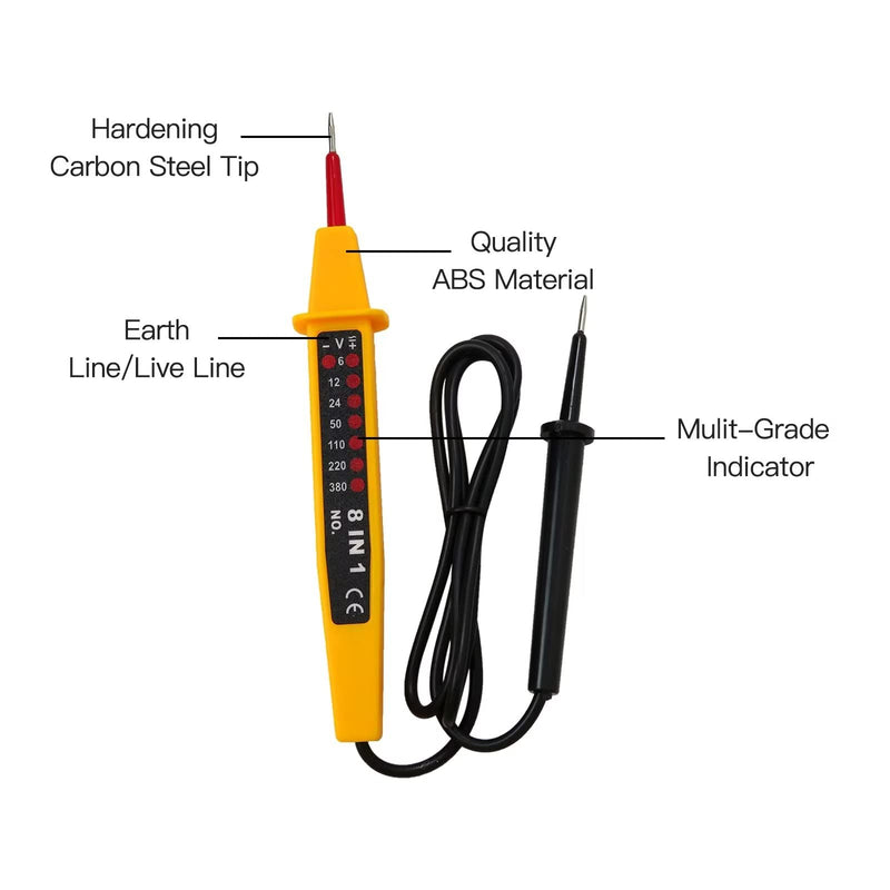 [Australia - AusPower] - 8 in 1 Electric AC/DC Voltage Detector Pen Circuit Tester with LED Lights 