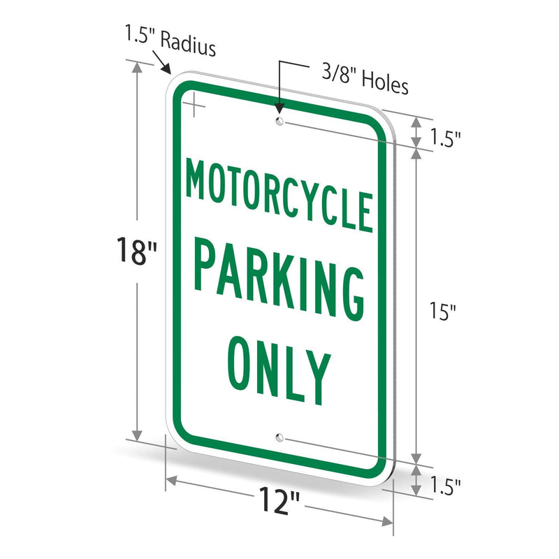 SmartSign "Motorcycle Parking Only" Sign | 12" x 18" 3M Engineer Grade Reflective Aluminum 12" x 18" EG Reflective Aluminum