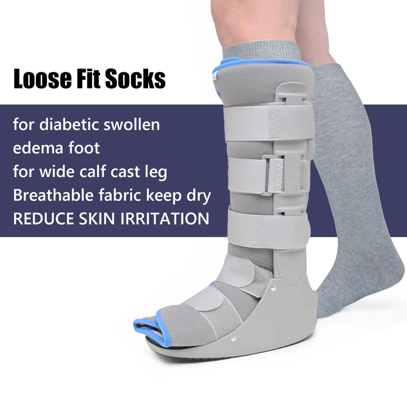 [Australia - AusPower] - Walking Boot Socks Replacement Sock Liner for Orthopedic Walking Boots Walker Brace for Men Women, Seamless Breathable Medical Tube Cast Boot Surgical Leg Cover, 5 Pairs Gray One Size 