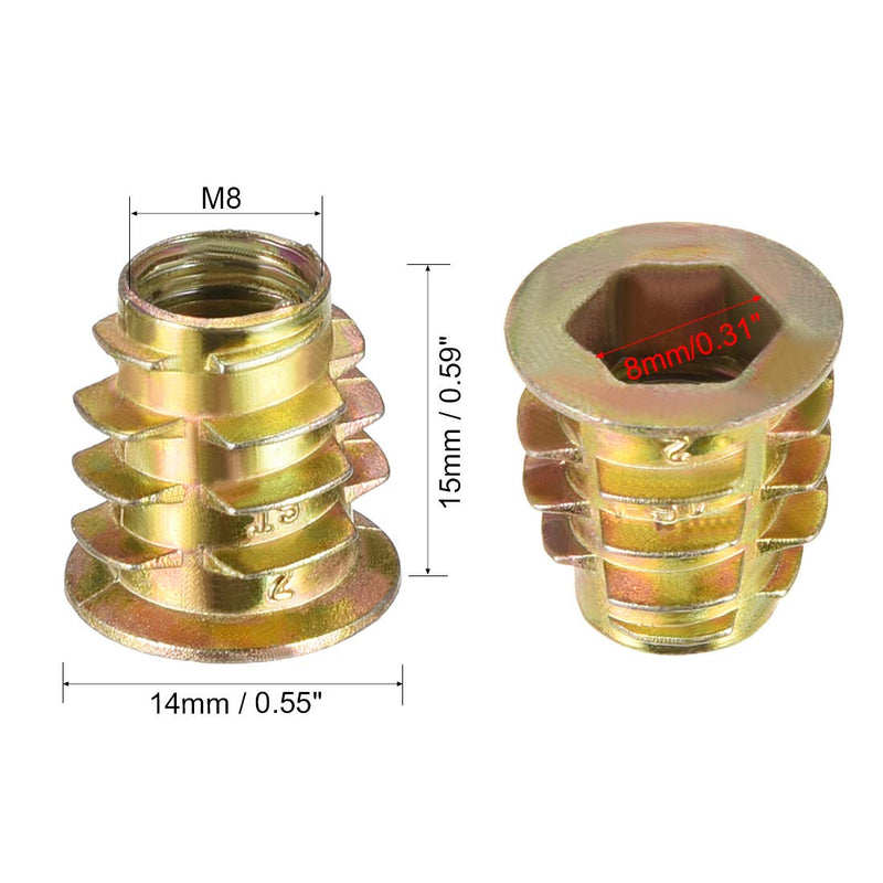 [Australia - AusPower] - uxcell Furniture Threaded Insert Nuts Zinc Alloy M8 Internal Threads 15mm Length 20pcs M8x15mm 