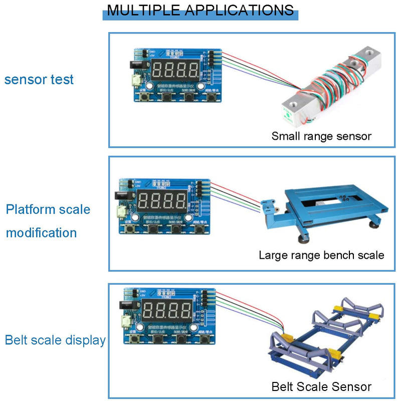 [Australia - AusPower] - HX711 Digital Load Cell Module A/D Module Weight Pressure Sensor Display 24 Bit Weighing Meter Electronic Scale Display Meter with Micro USB Cable without stand 