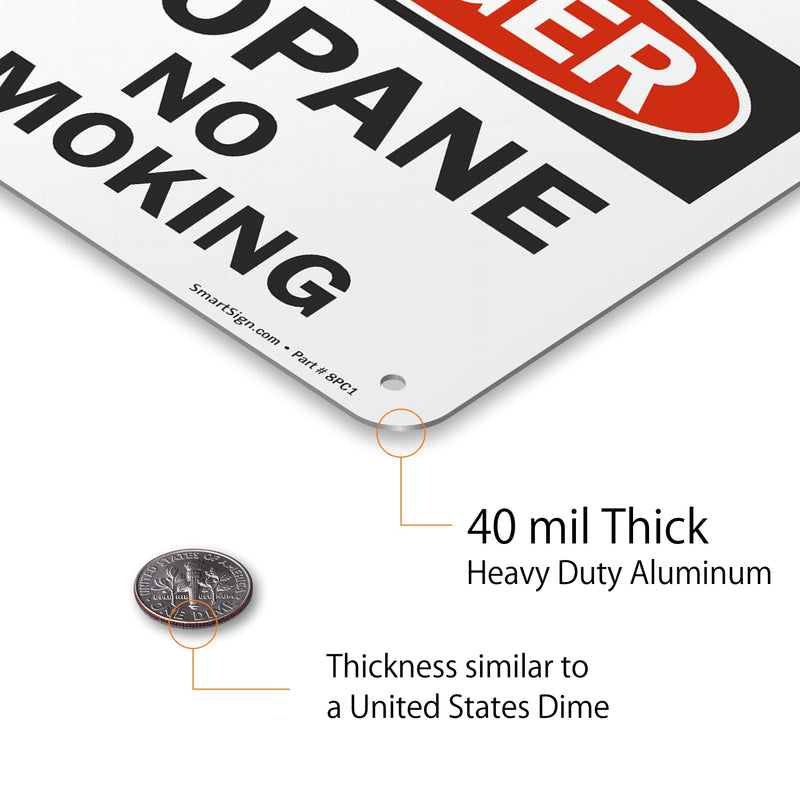 [Australia - AusPower] - SmartSign "Danger - Propane, No Smoking" NFPA Sign | 7" x 10" Aluminum 10" x 7" 