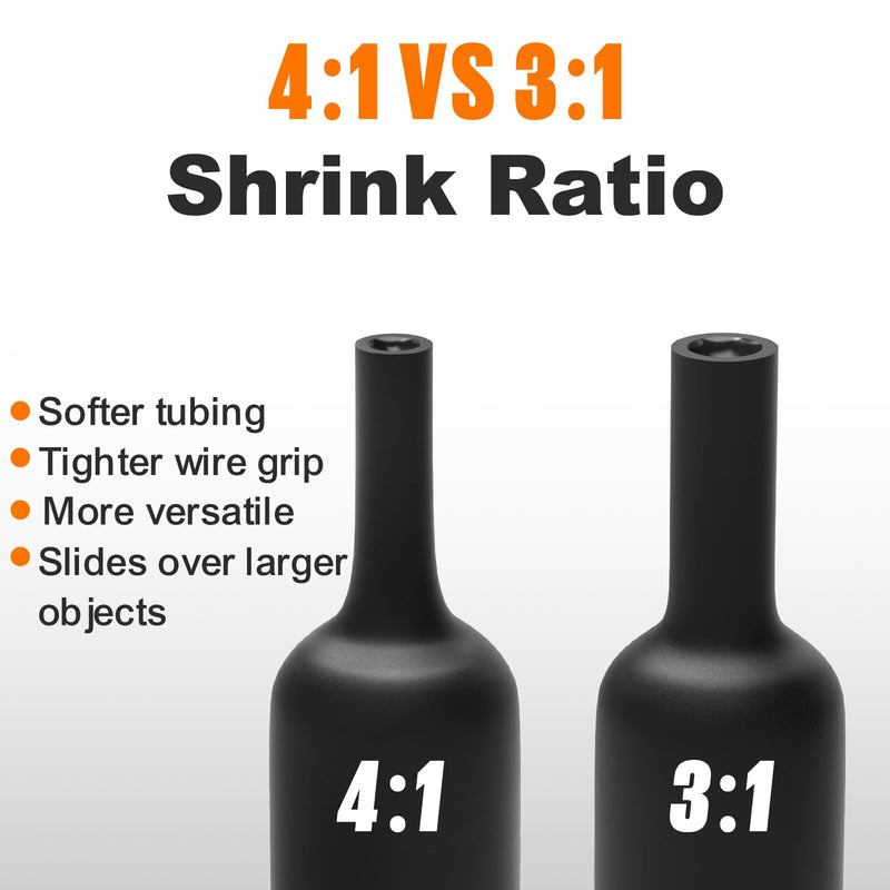 [Australia - AusPower] - Lsnisni 3.54 Inches Heat Shrink Tubing Kit 100 Pcs, Ratio 4:1 Adhesive Lined, Dual Wall Tube - Marine Grade Waterproof, 5 Diameters, Heat-Shrink Tube, Heat Shrink Cable Sleeve - Black 100PCS 