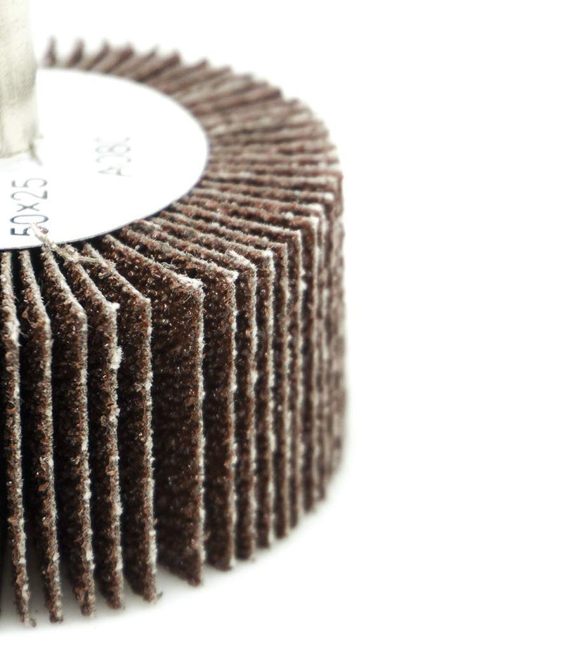 [Australia - AusPower] - Benchmark Abrasives 2" x 1" Aluminum Oxide Flap Wheel with 1/4" Shank Mounted, Perfect for Woodworking Grinding Polishing Rust Paint Removal (10 Pack) - 80 Grit 