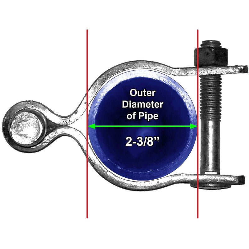 2-3/8" Chain Link Fence Gate Post Hinge - Use for 2-3/8" Outside Diameter Post/Pipe - Galvanized Chain Link Post Gate Hinge - Nut/Bolt Included for Hinge - 2 Pack 2-3/8" - 2 Pack