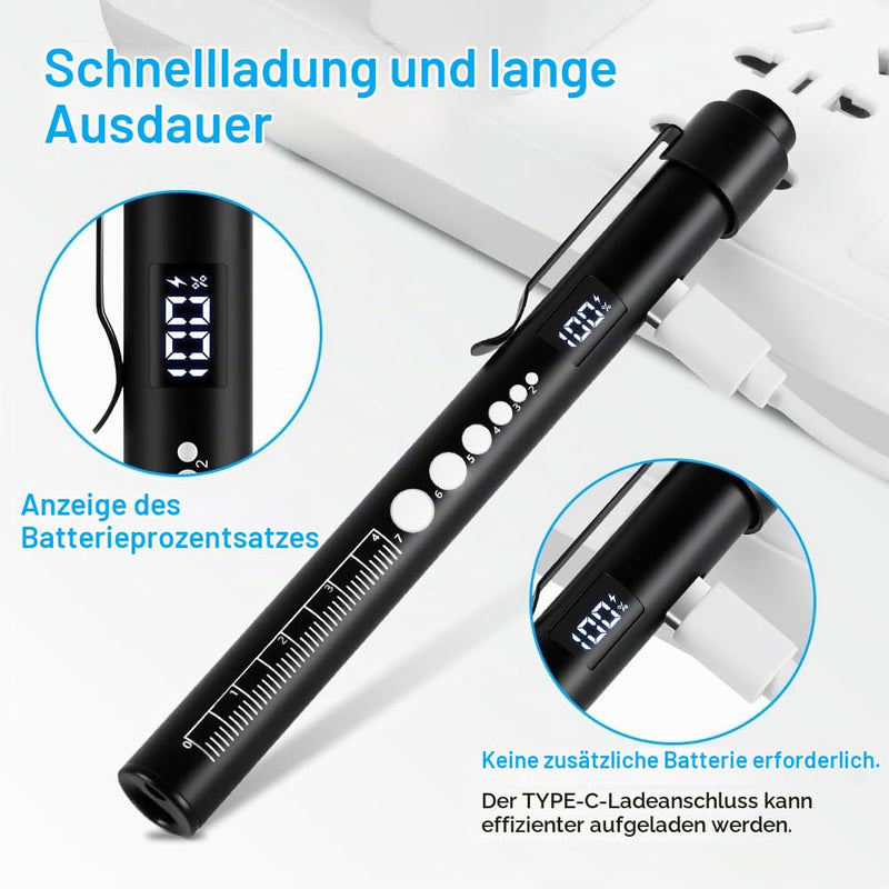 Flintronic Upil Light Medicine, 1 Piece Diagnostic Light with Digital Display, Pupil Meter and Ruler, Rechargeable USB LED Pen Lamp for Nurses, Students, Doctors (Black) Type-c-black 1 Piece
