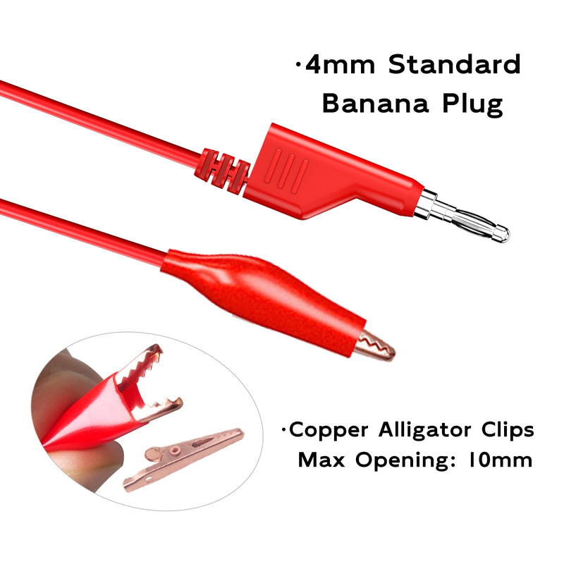 [Australia - AusPower] - Goupchn Stackabe Banana Plug to Alligator Clips Test Leads 5 Colors Soft Flexible Electrical Wire Cables for Multimeter Electrical Testing 500V/5A 