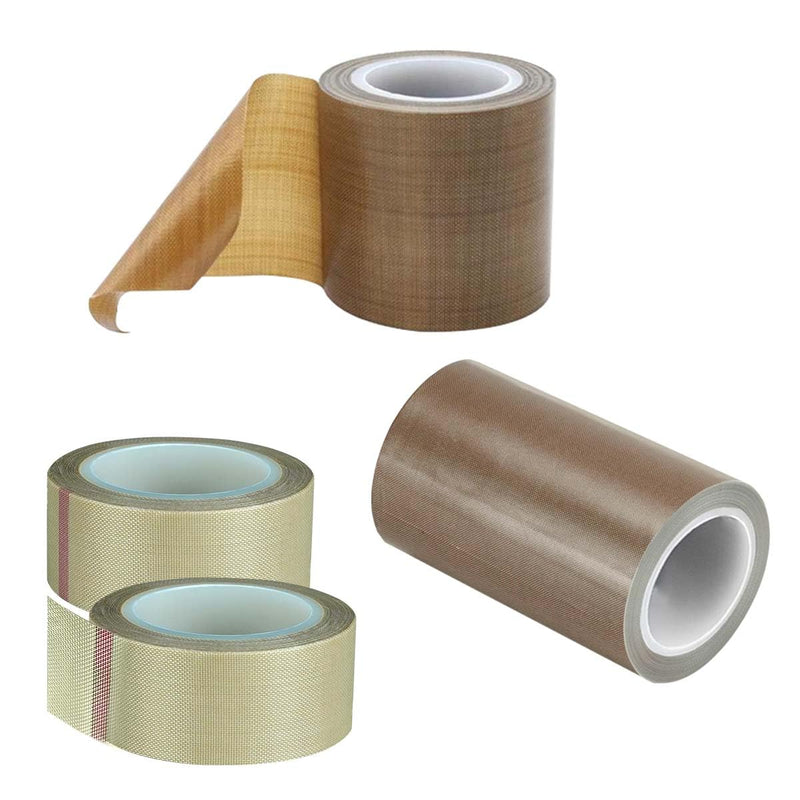 3 Different Size Teflon Tape Fiberglass High Temperature PTFE Fabric Roll with Adhesive