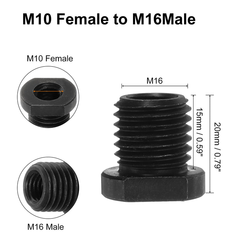 [Australia - AusPower] - QUARKZMAN M10 Female to M16 Male Adapter Polisher Adapter Connection Rotary Tool Attachment Thread Adapter Conversion Tool for Diamond Core Drill Polishing Wheel Black 
