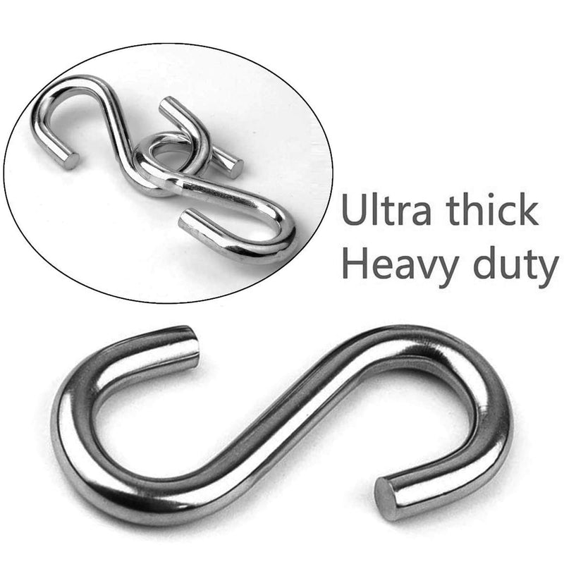 [Australia - AusPower] - ABSOK 5 Pcs S Hooks 304 Stainless Steel Heavy Duty S Hooks, 3.2 inches Long and 5/16 inches Thick,S Shaped Hanging Hook is Used to Hang Any Objects in hammocks, Swings, workshops or garages 