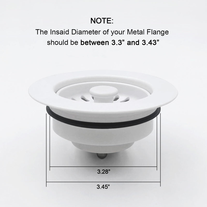 GZILA Garbage Disposal Drain Strainer and Stopper with Decorative Disposal Flange in White, Fit 3.5 Inch Standard Drain Hole