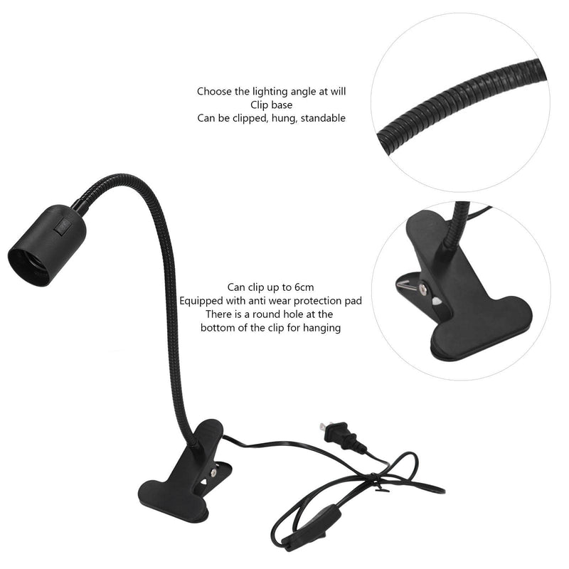 [Australia - AusPower] - Walfront E27 E26 Clip Desk Lamp Holder 360 ° Flexible Gooseneck Clip Clamp Light Bulb Holder Reading Light Stand Clamp Lamp Fixture (US Plug) US Plug 