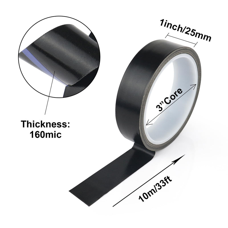 BOMEI PACK Black PTFE Teflonn Glass Cloth Tape, 1 Pack 1 "x 33 ft High Temperature PTFE Tape Abrasion Resistant Surface Protection for Vacuum Sealer Machine, Hand Impulse Sealers Insulation Coated 1inch x 33ft