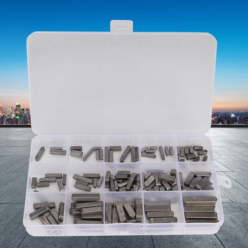 [Australia - AusPower] - Key Stock, 140pcs Round Ended Key Set Pulley Keyway Key Parallel Drive Shaft Keys Keyway Key Assortment 