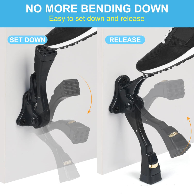 [Australia - AusPower] - Black Kick Down Door Stoppers for Bottom of Door, Heavy Duty Kickdown Door Stop, Adjustable Door Stoppers, One Touch Kick Down Stopper (4 Inch x 1 Pack) Black 4 inch x 1pack 