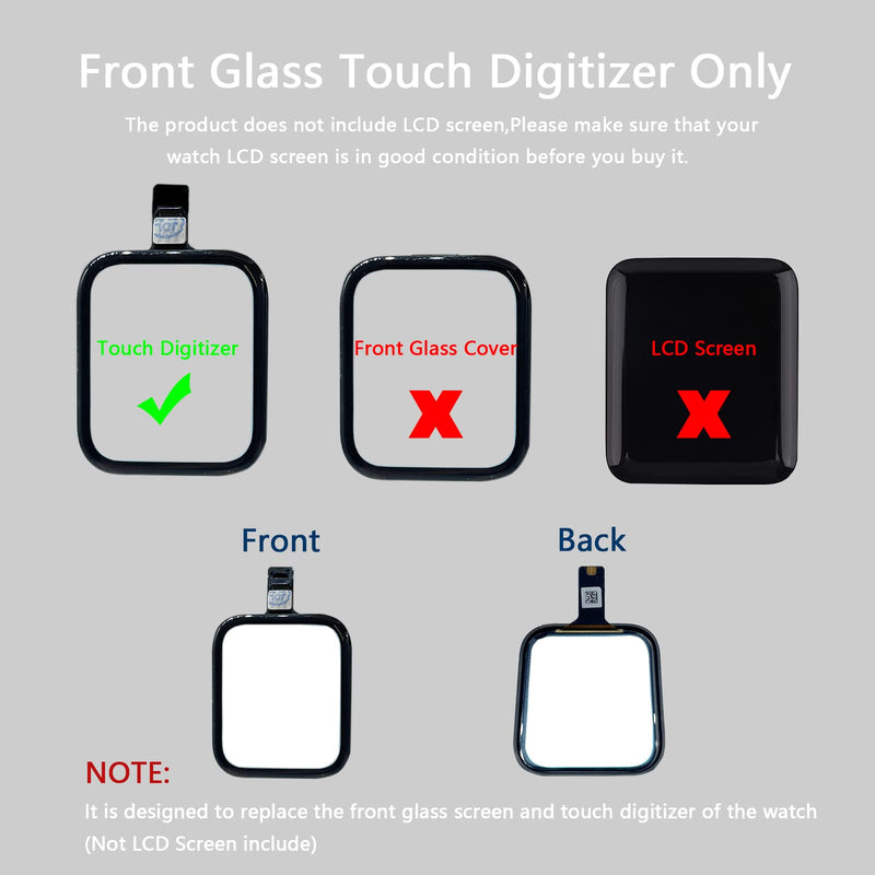 [Australia - AusPower] - Compatible with Apple Watch Series 5 SE/SE2 Screen Replacement 44mm Front Glass Cover Lens LED Touch Digitizer Repair Kit with Tools and Instructions (No LCD Screen) S5/SE/SE2 