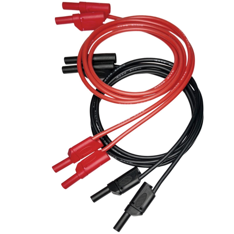 [Australia - AusPower] - CESS-212 Safety Banana Cable - 2 Pairs, 3 Feet Length, 12 AWG Soft Silicone, Male to Male Test Leads, Tinned Copper Wire for Secure Electrical Testing 