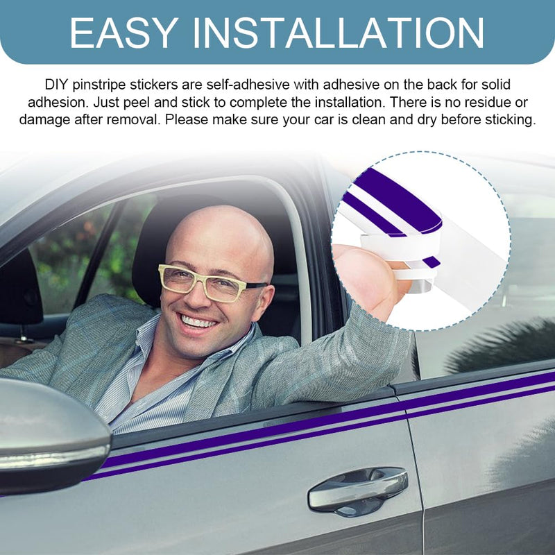 32Ft Car Pinstriping Tape, Pinstripe Body Sticker, Vinyl Automotive Pinstriping Tape Stripe Decal, Auto DIY Body Side Stripes Trim Sticker for Auto Motorcycle Home (Purple) Purple
