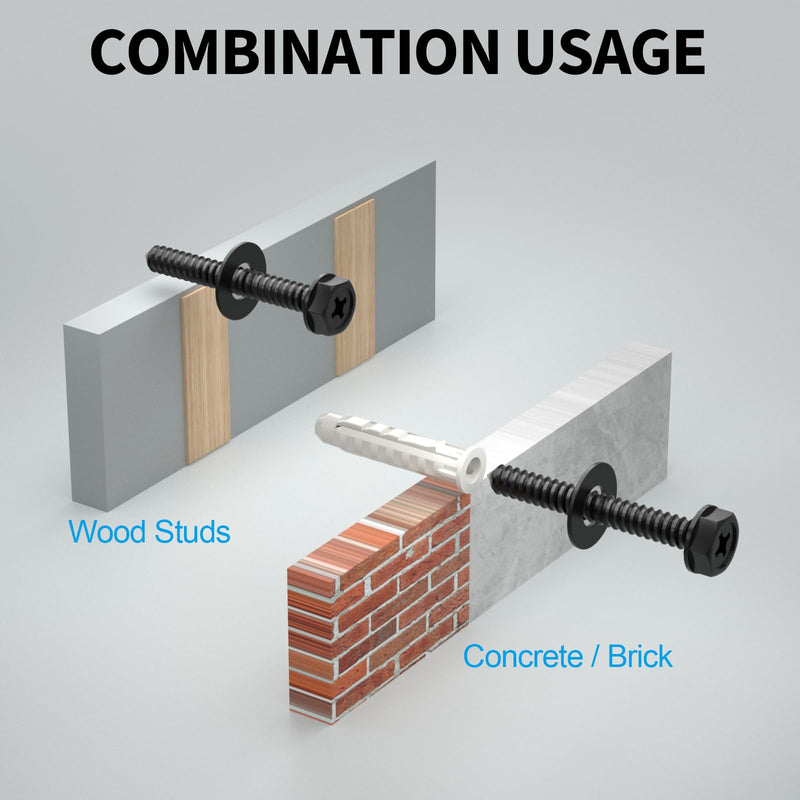 [Australia - AusPower] - HOME VISION Lag Bolt Kit for TV Wall Mount, Including M7x55mm Lag Bolts, Wall Anchors, Washers, Allen Key, Bubble Level, for Wood Stud/Brick/Concrete Wall Installation 