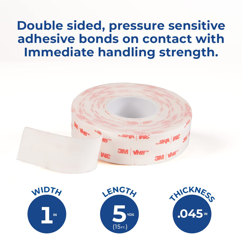 [Australia - AusPower] - 3M 4950 VHB Mounting Tape, Acrylic Foam, Permanent Bonding, Heavy Duty, White, 1 in x 5 yd, 1 Roll 