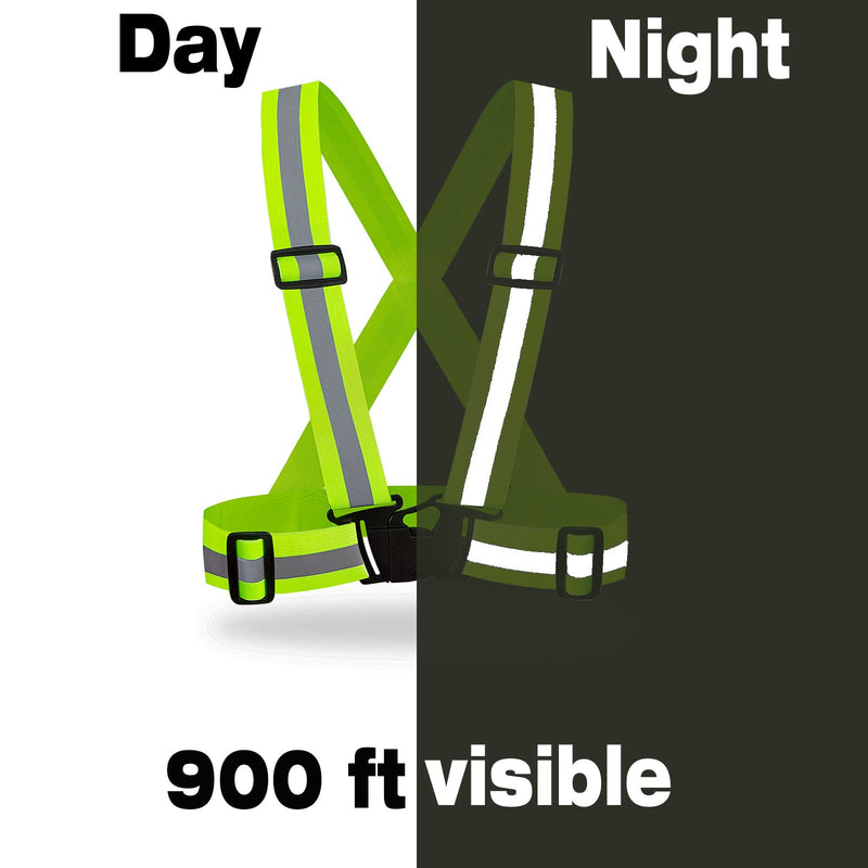 DUSKCOVE 2 Pack Hi Vis Safety Vests - Adjustable Bright Neon Color High Visibility Reflective Safety Straps Gear for Traffic Control, Running, Cycling Yellow