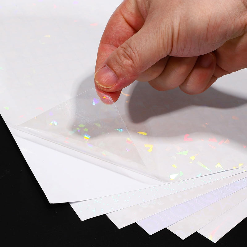PATIKIL 12x8 Inch Holographic Laminate Sheets, 12Pcs Holographic Sticker Paper Transparent Vinyl Laminate Film A4 Waterproof Self Adhesive for Craft Books, Circle Pattern