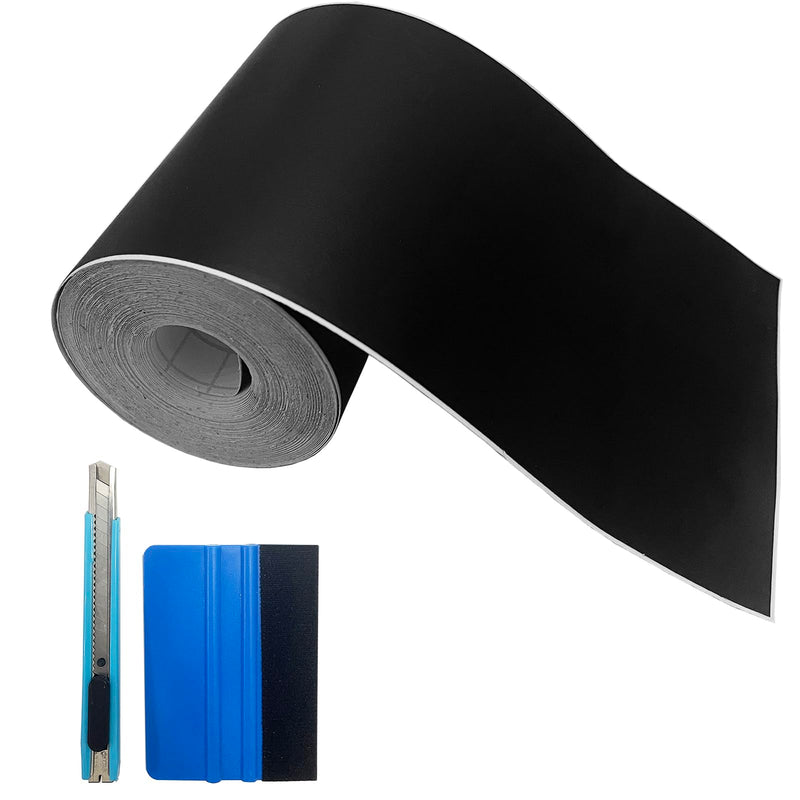 Matte Black Vinyl Tape for Black Out Chrome Delete Window Trim, Matte Black Vinyl Wrap Roll, Self-Adhesive Car Chrome Door Trim Delete Tape DIY Film with Tool Kit (4 inches x 30 feet) 4 inches x 30 feet