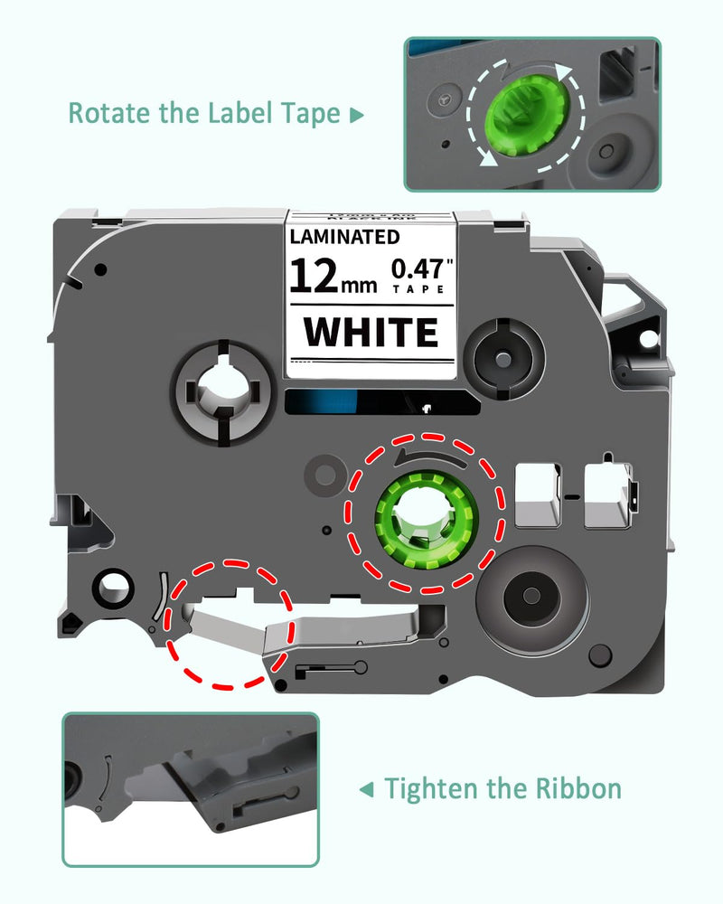 [Australia - AusPower] - 10-Pack TZe-231 Label Maker Tape Compatible for Brother TZe 12mm 0.47 Inch Laminated White Tz-231 Label Refill Work with Ptouch PT-D220 200 202 210 PTD600 PTD400 PTH100 PTH110 PT1280 Label Maker 10 