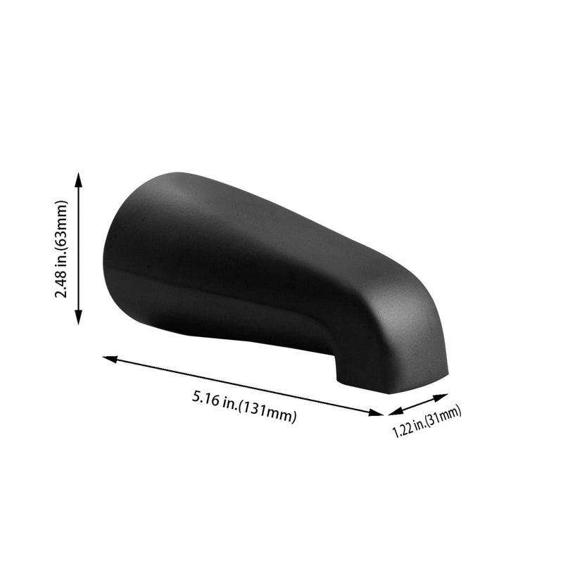 5" Non-Diverter Tub Spout with 4 in 1 Adapter,Universal fit 1/2" Copper Slip, 1/2" Iron Pipe(Long and Short stub Out), and 3/4" Iron Pipe Connections, Easy Installation, Matte Black