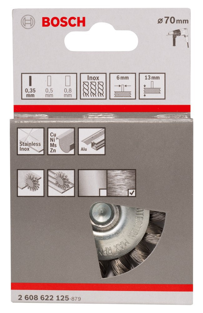 [Australia - AusPower] - Bosch 2608622125 Wire Wheel, Silver, 70 mm Diameter: 70 mm 