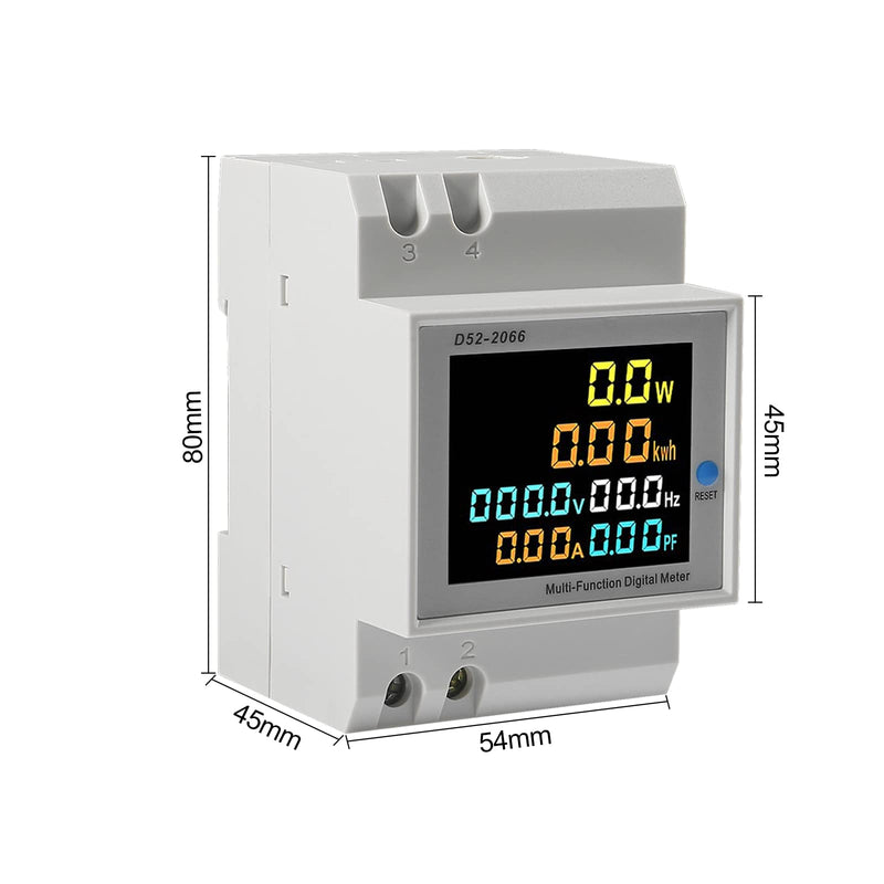 [Australia - AusPower] - AC 40-300V 100A Electricity Usage Monitor Multimeter, 6 in 1 Multimeter Digital Power Energy Meter Single Phase Din Rail Voltmeter Ammeter Watt Frequency Power Factor Energy (Built-in CT) Built-in CT 