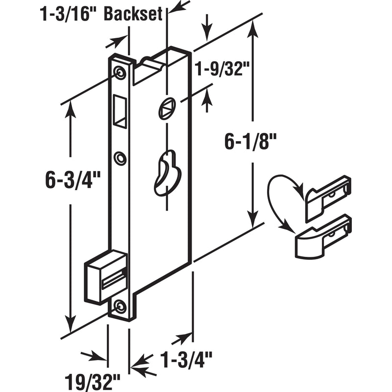Prime-Line K 5064 Security Screen or Storm Door Mortise Lock, Heavy Duty, Non-Handed (1 Set)