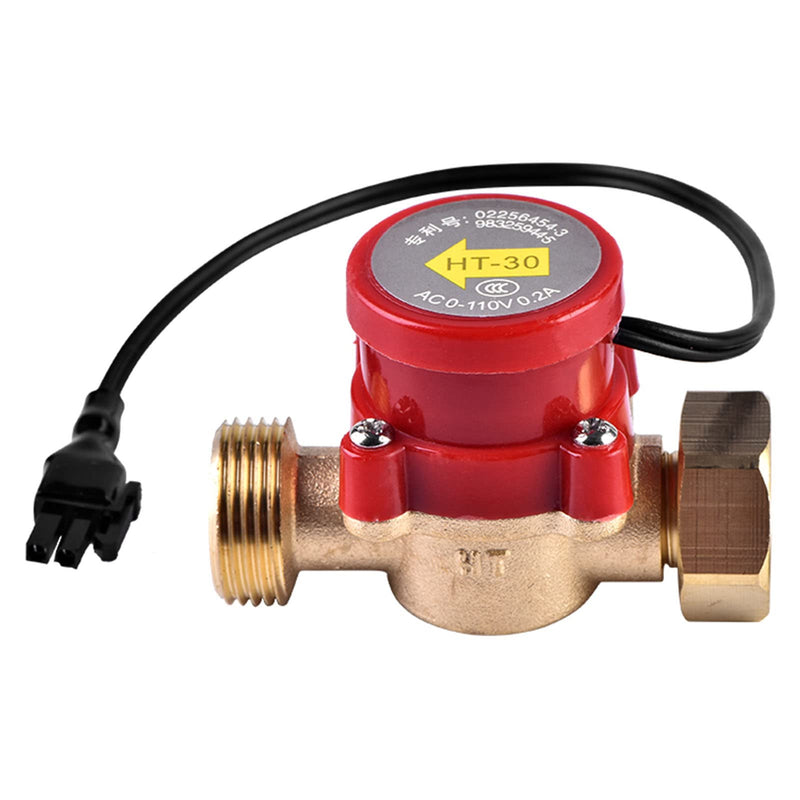 Water Flow Sensor,Ht30 Water Flow Switch, Water Flow Sensor Machine,Ac 0-110V 0.2A G3/4"3/4" Thread Flow Sensor Switch for Tap Water Booster