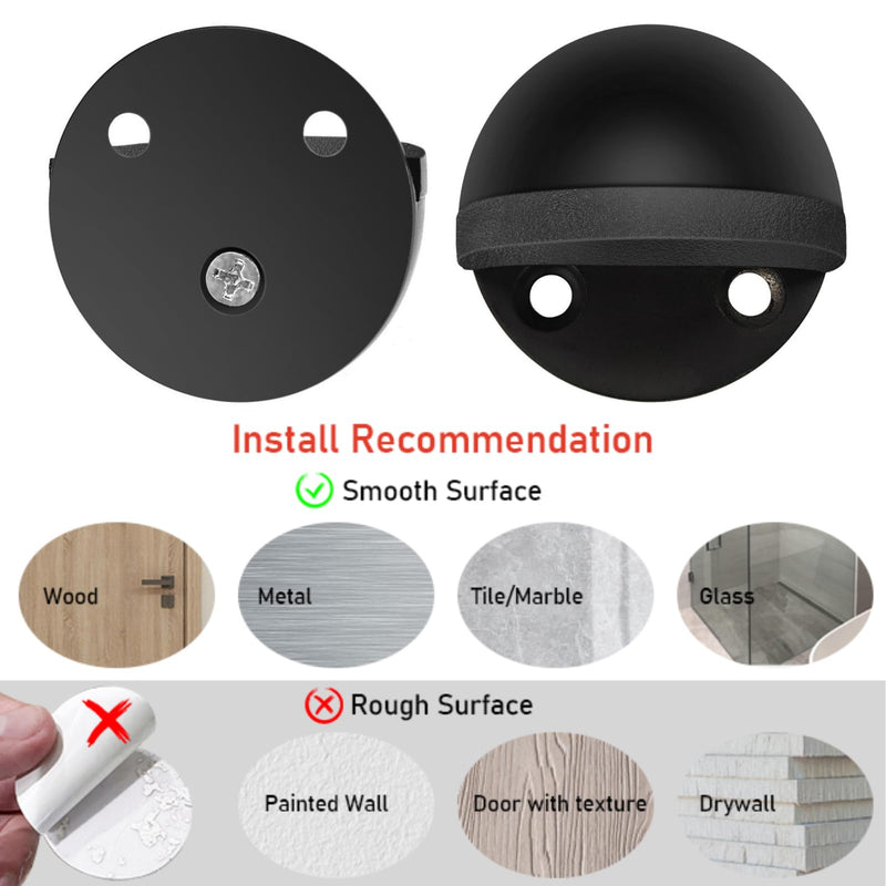 [Australia - AusPower] - Door Stopper, Floor Door Stop for Bottom of Door Black Rubber Bumper No Drilling Doorstop Wall Protector, 2 Pack 