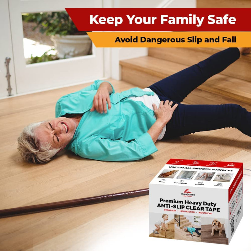 ThreadNanny Premium Clear Anti Slip Tape 6” X 24” (10-Pack) - Heavy Duty Waterproof Clear Grip Tape - Soft & Comfortable for Walking Barefoot - Non-Slip Tread Ideal for Stairs, Shower, Boats, Etc. 10 Pack