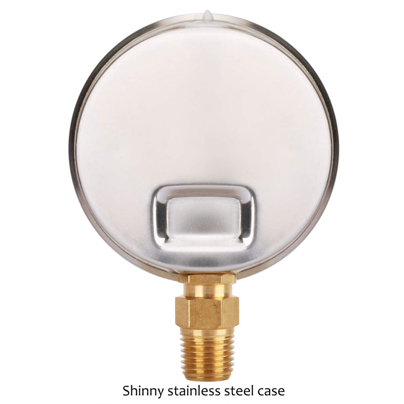 [Australia - AusPower] - MEASUREMAN 2-1/2" Dial Size, Glycerin Filled Plumbing Pressure Gauge, 0-100psi, Stainless Steel Case, 1/4"NPT Lower Mount 0-100 psi 
