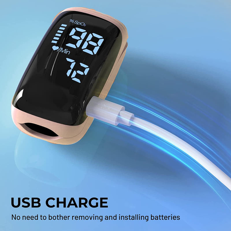 [Australia - AusPower] - Pulse Oximeter Fingertip, Pulse Oximeter Rechargeable, Pulse Oximeter with Rechargeable, Fingertip Blood Oxygen Saturation Monitor Rechargeable, Accurate Fast SpO2 Reading (Pink) 