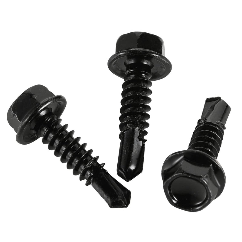[Australia - AusPower] - #10 x 1" Hex Washer Head Self Drilling Screws, 410 Stainless Steel Self Tapping Sheet Metal Tek Screws, Black Oxide, 100 PCS #10 x 1" 