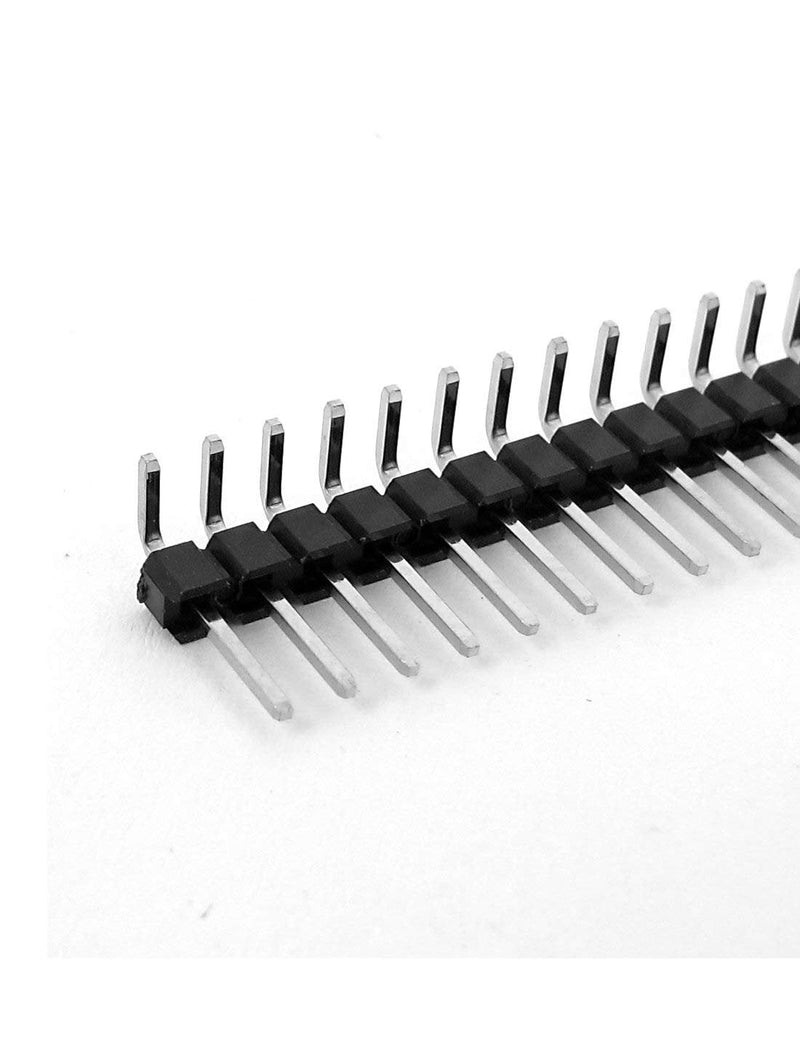 40 Pin Headers Right Angle Single Row 2.54mm Pitch Male Header for Breadboard 10Pcs,100mm Length