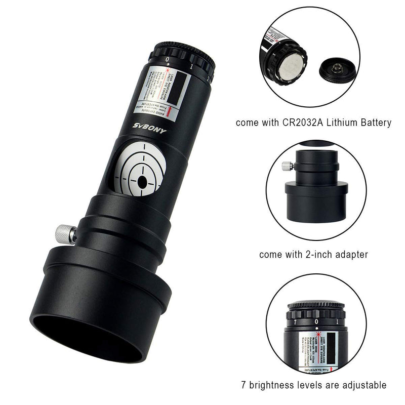 [Australia - AusPower] - SVBONY Red Laser Collimator for Newtonian Marca Telescope Alignment 1.25 inches 7 Bright Levels Triple Cemented Lens with 2 inches Adapter 