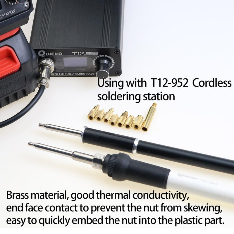 [Australia - AusPower] - Quicko Heat Set Insert Tool M2 M3 M4 M5 M6 M8 Hot Melt Brass Knurled Nut Embedded Insertion Tip Adapter Kit 3D Printed Parts Install for T12 Soldering Iron 