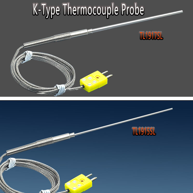 [Australia - AusPower] - TL1917SL TL1915SL K-Type Thermocouple Probe Large Probe 6“-0.13” Small Probe 6“-0.06” Measuring Range 40°F-1100°F 