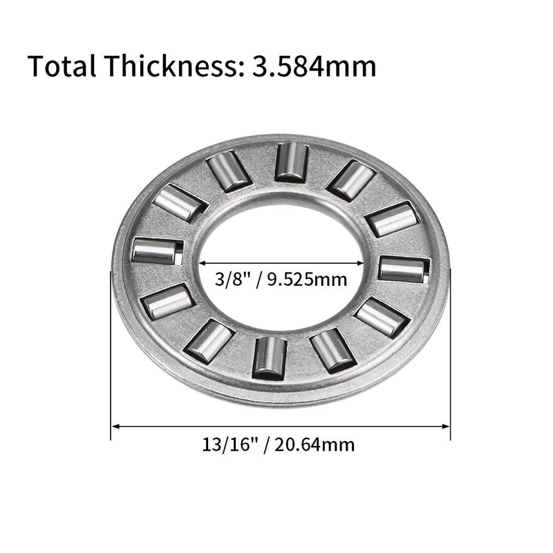 [Australia - AusPower] - uxcell TC613 Thrust Needle Roller Bearings with Washers 3/8" Bore 13/16" OD 5/64" Width 5pcs 3/8"x13/16"x5/64" 