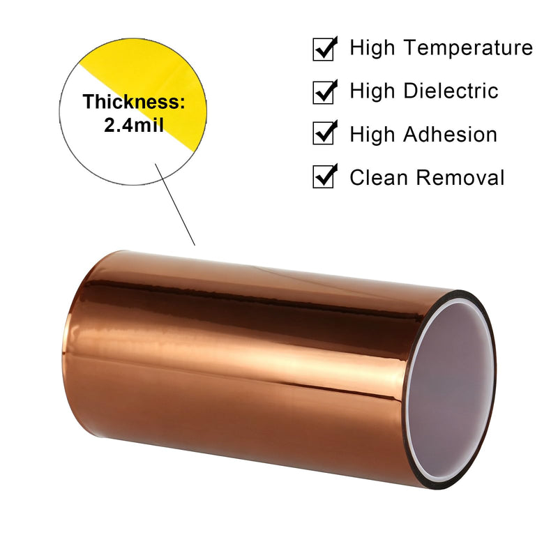 BOMEI PACK Polyimide Tape, 1 Pack High-Temperature Resistant Tape 7inch x 16m(54ft), No Residue Heat-Resistant Tape for Electric Task, 3D Printing, Soldering, Sublimation, Masking 7 inch