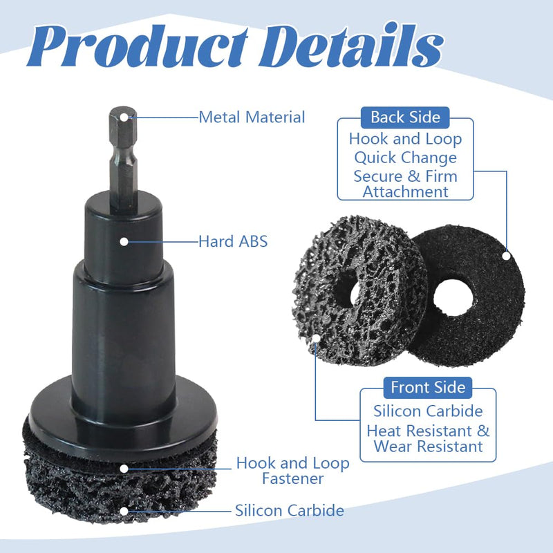 Wheel Cleaning and Repair Kit, Includes 5 Sanding Discs, Quick Rust Removal for Wheel Bolts and Rotors, Hub Grinder for Quick Cleaning of the Wheel Hub for 1/2 Impact Wrenches, Drills