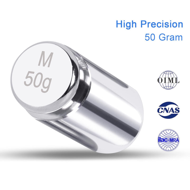 [Australia - AusPower] - QP Calibration Weights, 50 Gram Scale Weights, OIML Class M1 High Precision Stainless Steel Scale Balance Weights with Chrome Finish, Calibration Weights for Digital Scale, Kitchen Scale, Pocket Scale 50g 